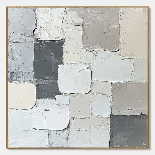LAYERED HARMONY: Textured Abstract Oil Painting | hanging in living room, Abstract wall art