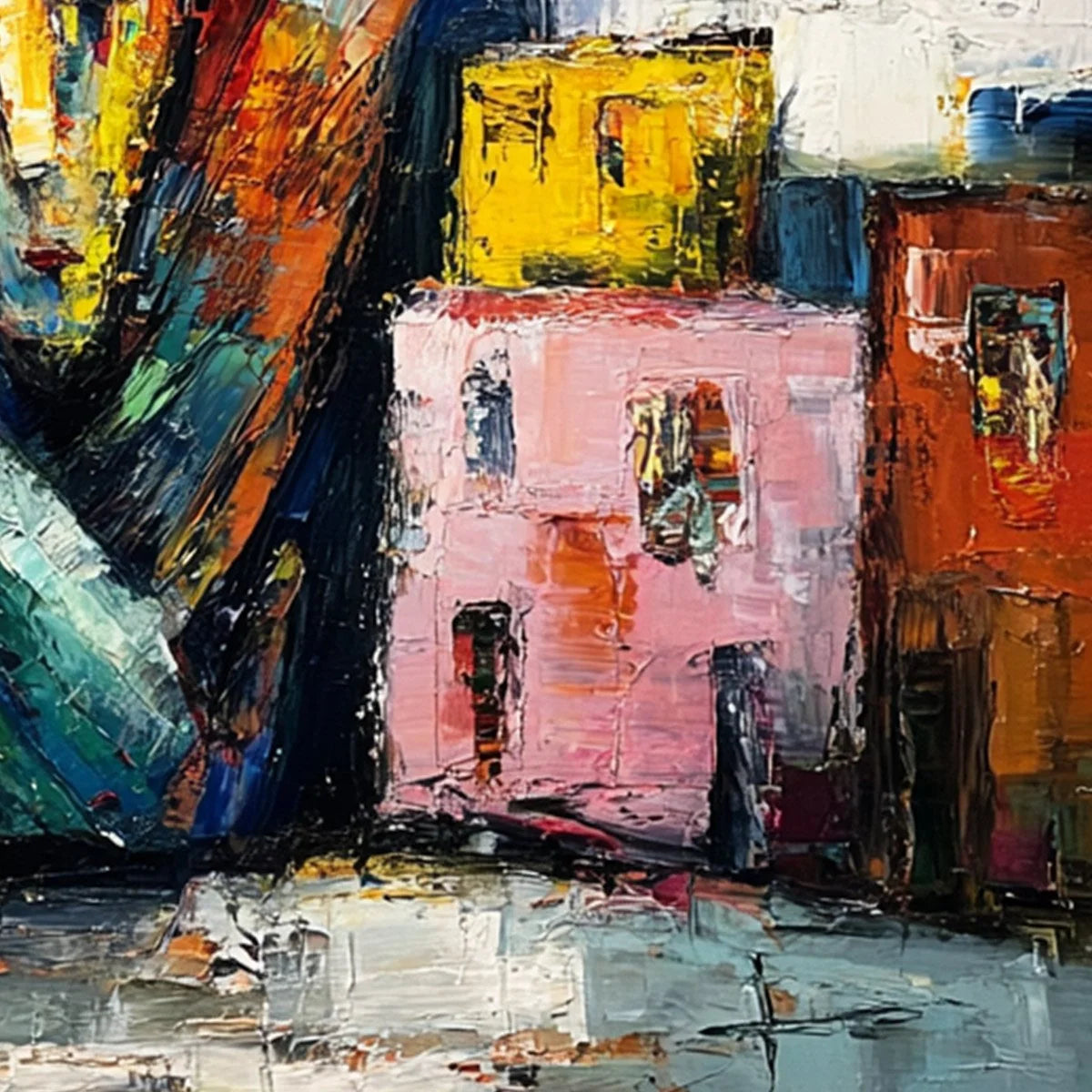 LIBERTY IGNITED: Abstract Textured Painting of an Iconic Landmark | rectangular format, hand-painted canvas edge