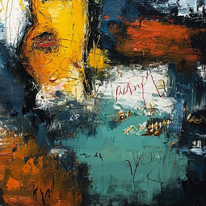 LIBERTY UNLEASHED: Vibrant Abstract Palette Knife Painting of a Modern Icon | rectangular format, hand-painted canvas edge