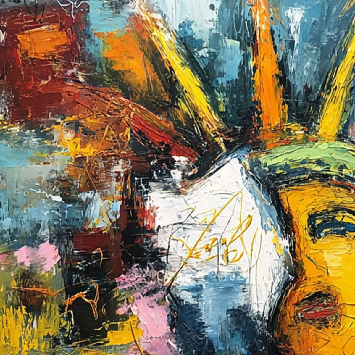 LIBERTY UNLEASHED: Vibrant Abstract Palette Knife Painting of a Modern Icon | rolled canvas, ready for custom framing