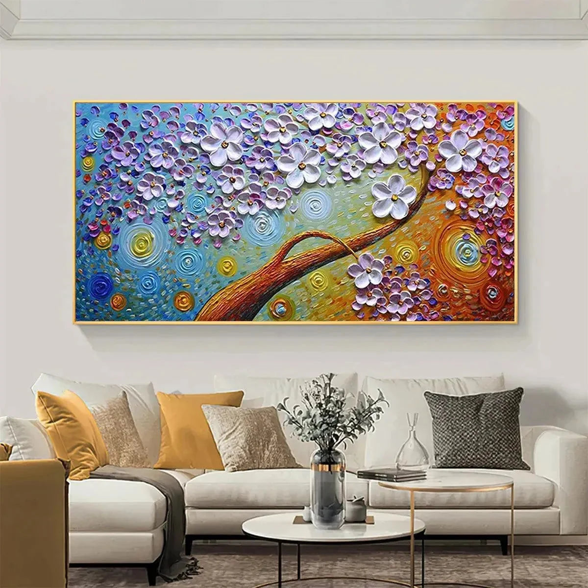 LILAC DREAM: Textured Floral Painting in Purple and Gold | Abstract closeup, raised brushwork detail