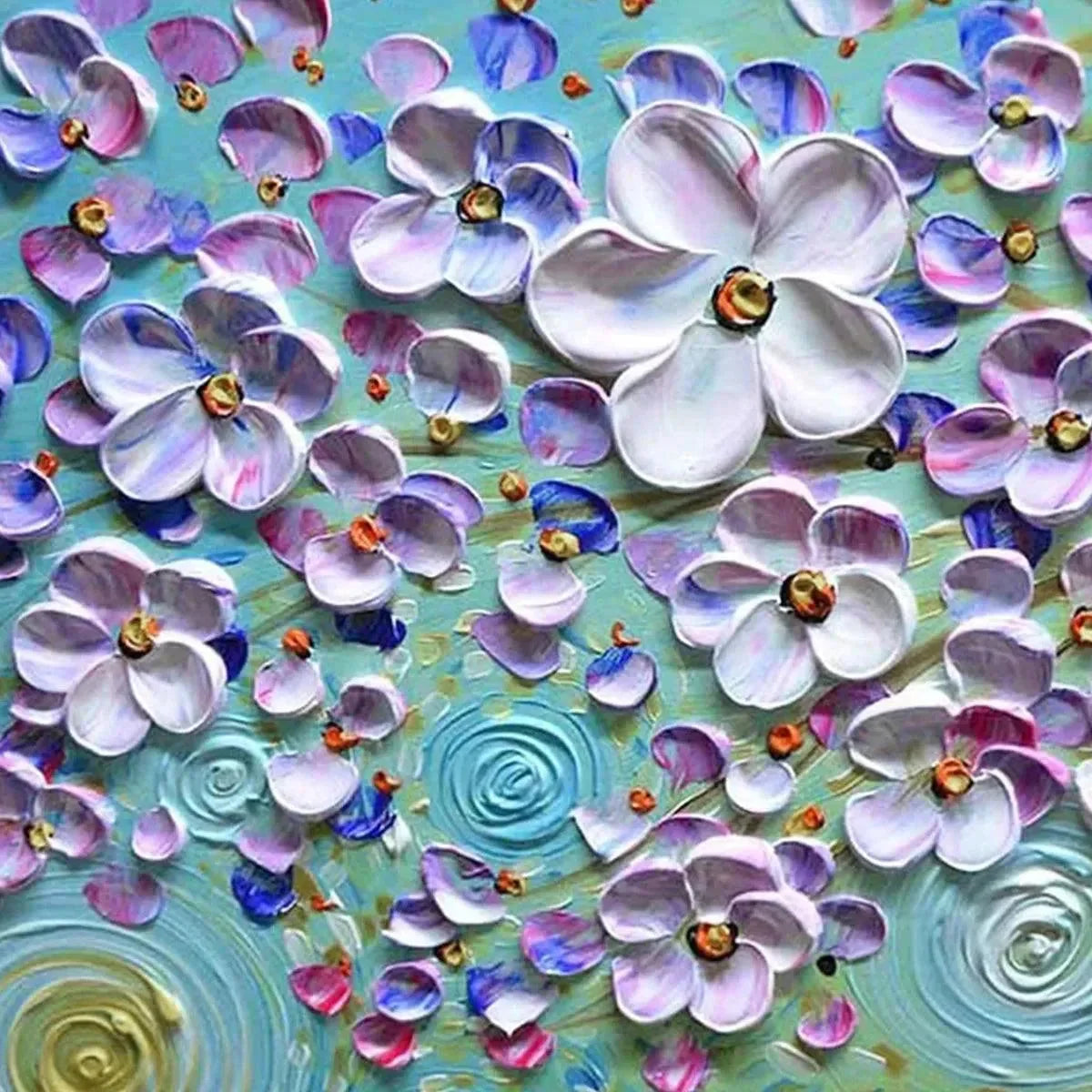 LILAC DREAM: Textured Floral Painting in Purple and Gold | rectangular format, hand-painted canvas edge