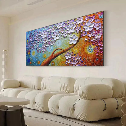 LILAC DREAM: Textured Floral Painting in Purple and Gold | rolled canvas, ready for custom framing