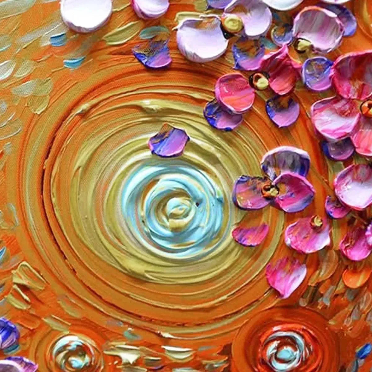 LILAC DREAM: Textured Floral Painting in Purple and Gold | black frame version on white wall