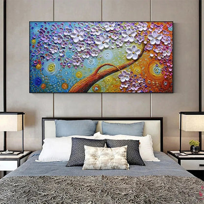 LILAC DREAM: Textured Floral Painting in Purple and Gold | Abstract mood, soft natural light studio shot
