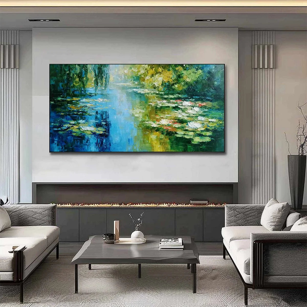 LILY POND REVERIE: Textured Impressionist Water Lilies Oil Painting | Impressionist closeup, raised brushwork detail