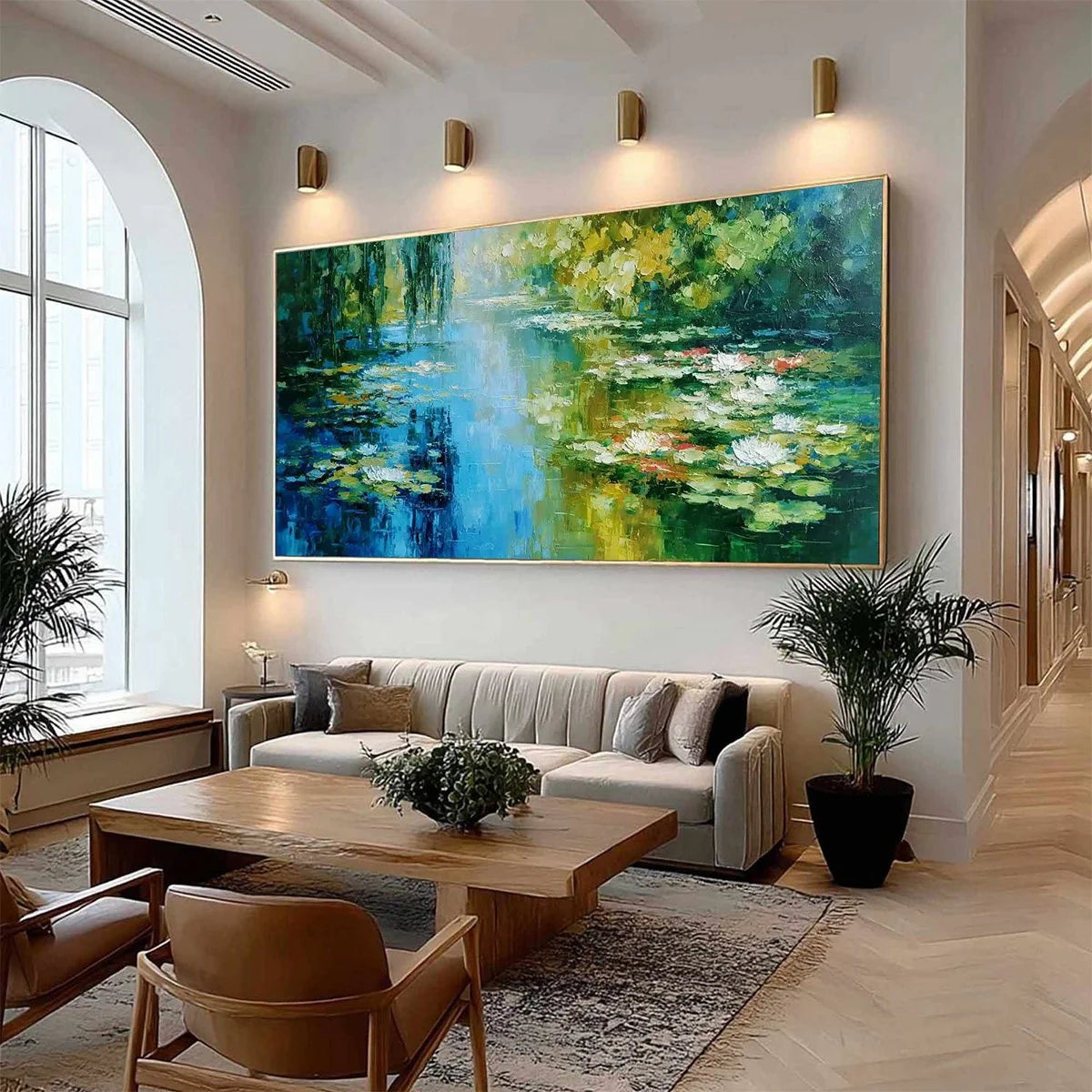 LILY POND REVERIE: Textured Impressionist Water Lilies Oil Painting | Impressionist mood, soft natural light studio shot