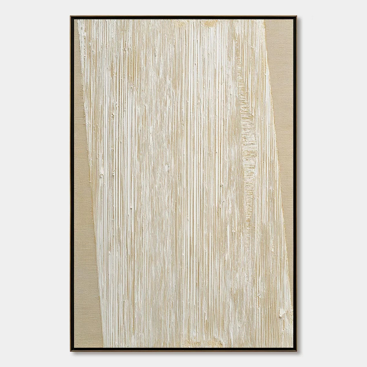 LINEAR CALM: Textured Minimalist Abstract Painting in Beige | hanging in living room, Minimalist wall art