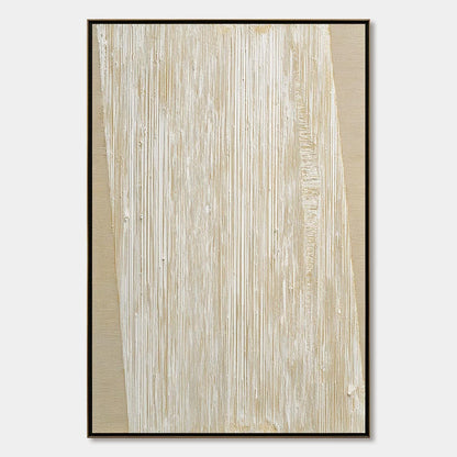LINEAR CALM: Textured Minimalist Abstract Painting in Beige | hanging in living room, Minimalist wall art