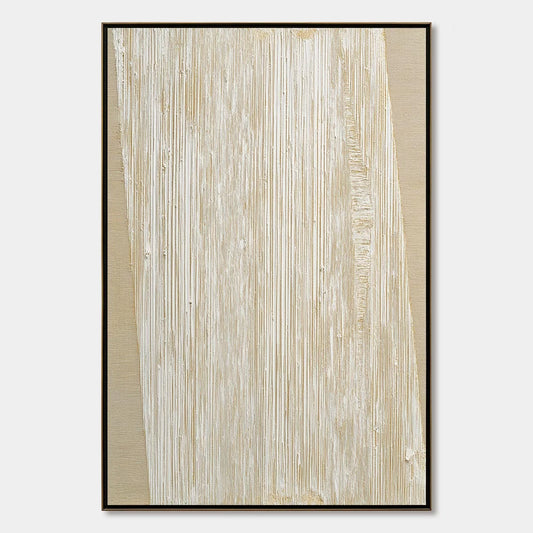 LINEAR CALM: Textured Minimalist Abstract Painting in Beige | hanging in living room, Minimalist wall art