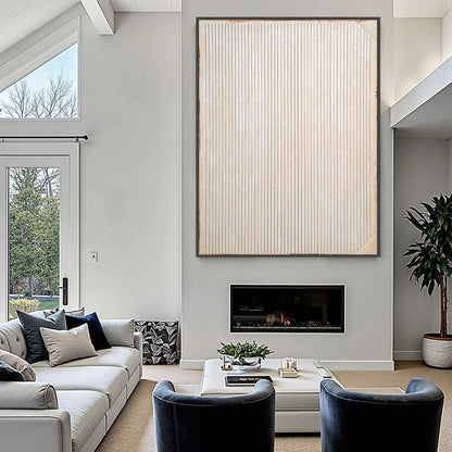 LINEAR CALM: Textured Minimalist Abstract Line Art Painting | rolled canvas, ready for custom framing