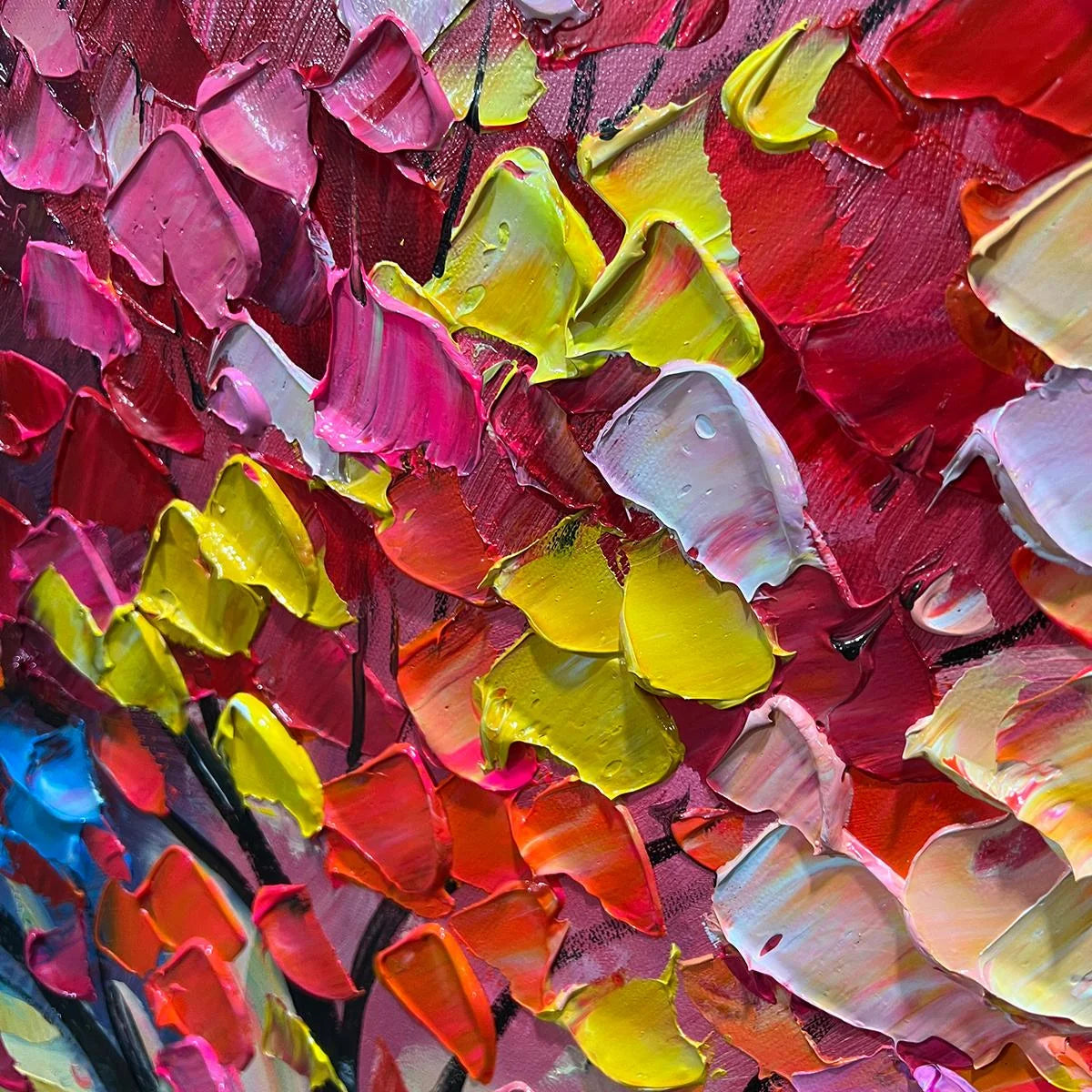 LIVING RAINBOW: Textured Impasto Tree of Life Oil Painting | rolled canvas, ready for custom framing