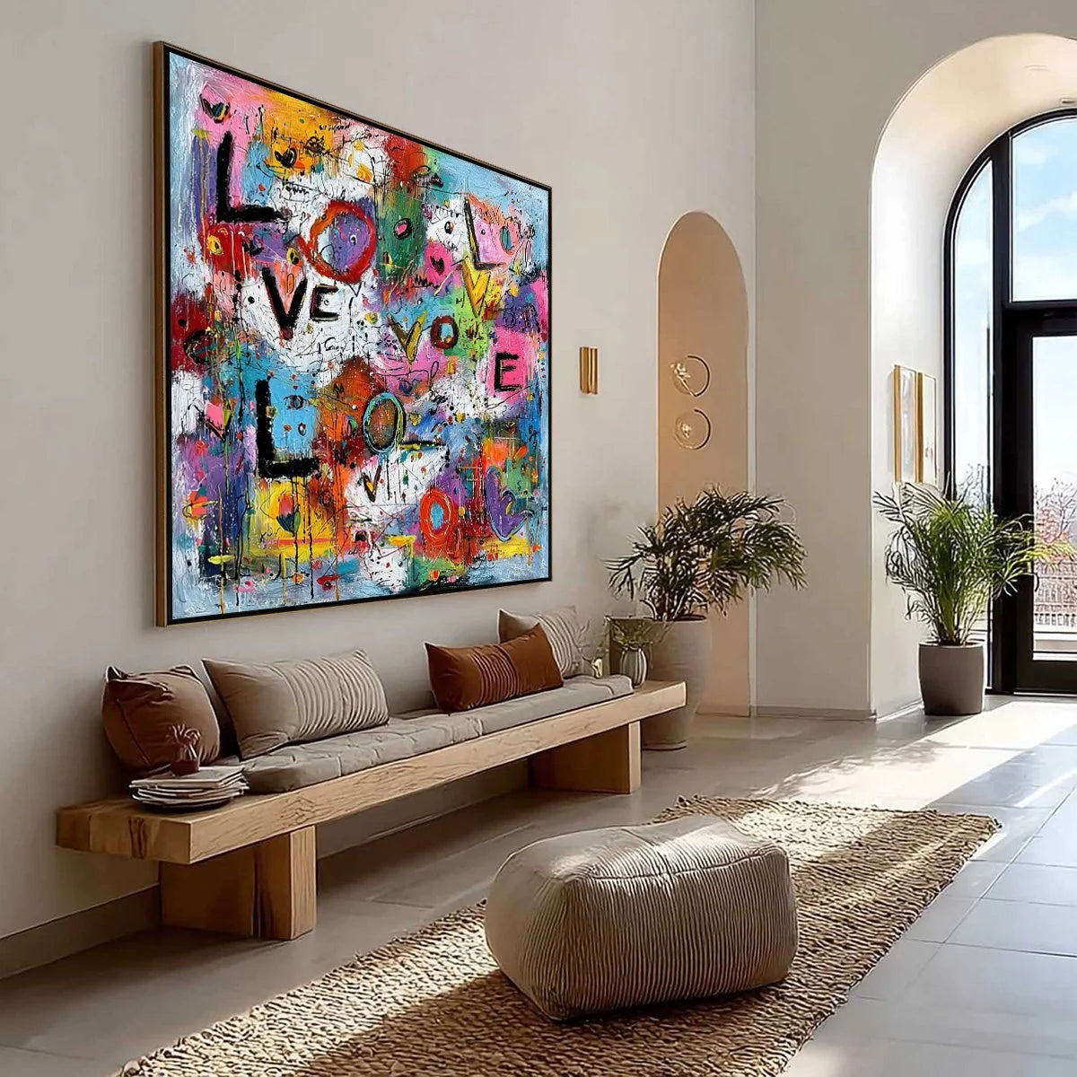 LOVE EXPLOSION: Colorful Abstract Graffiti Style Love Painting | Abstract mood, soft natural light studio shot