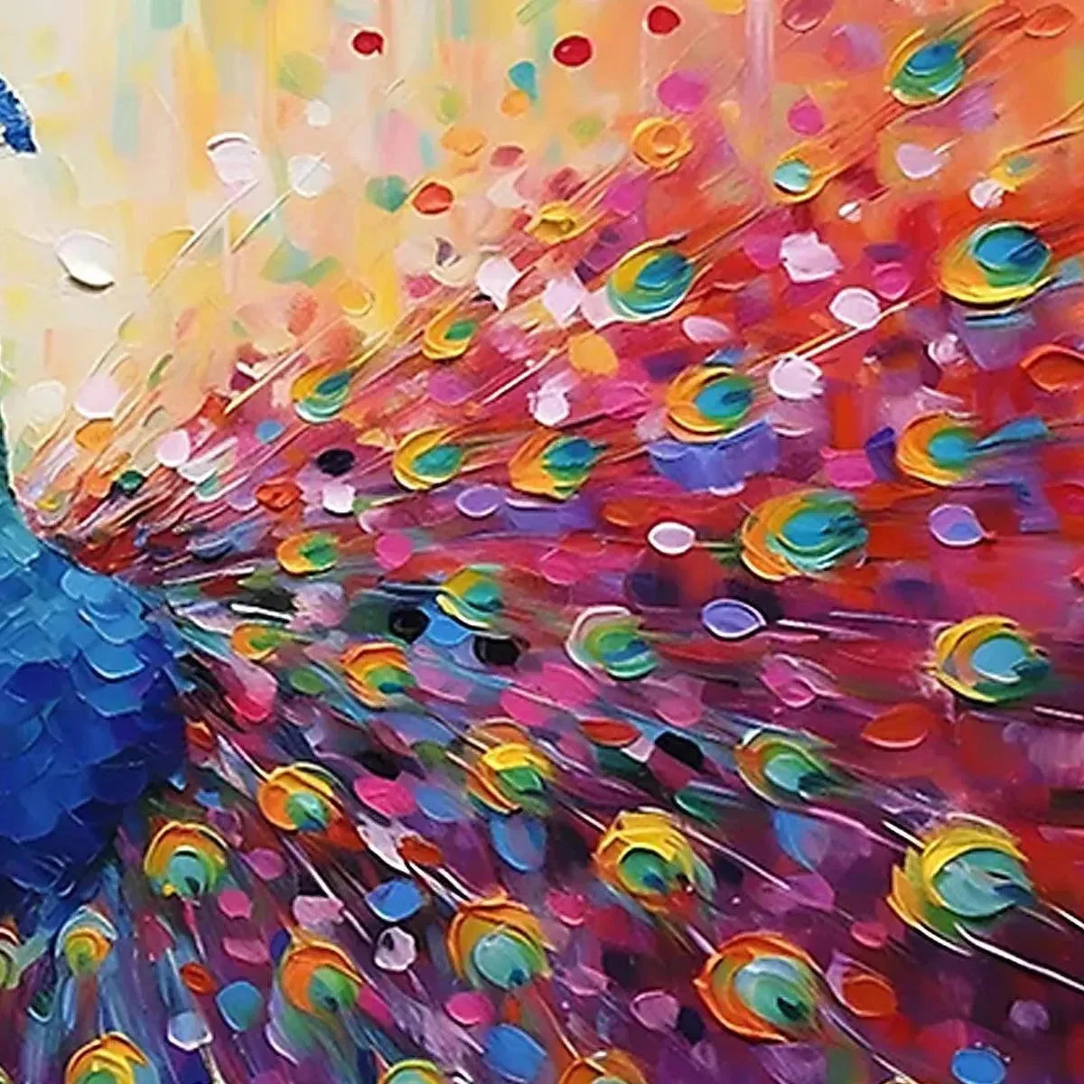 MAJESTIC PEACOCK: Vibrant Peacock Painting on Canvas | rolled canvas, ready for custom framing