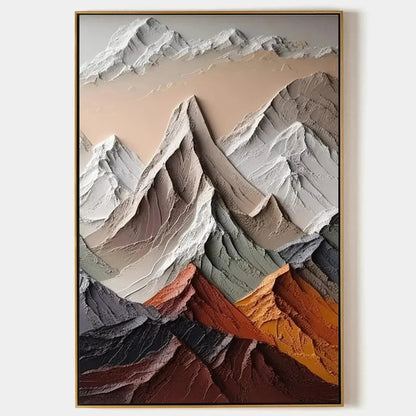 MAJESTIC PEAKS: Textured Impasto Mountain Landscape Painting in Earthy Tones | hanging in living room, Landscape wall art