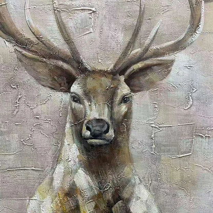 MAJESTIC STAG: Textured Stag Painting, Vertical Wall Art | rectangular format, hand-painted canvas edge