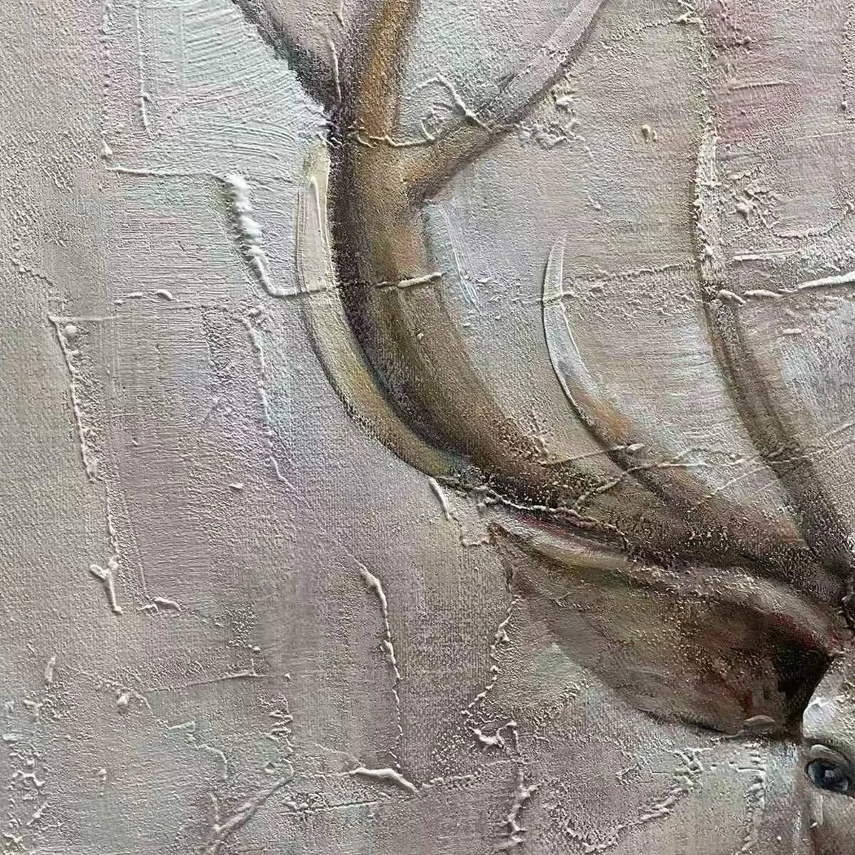 MAJESTIC STAG: Textured Stag Painting, Vertical Wall Art | rolled canvas, ready for custom framing