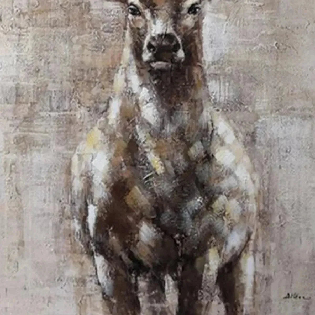 MAJESTIC STAG: Textured Stag Painting, Vertical Wall Art | Abstract mood, soft natural light studio shot