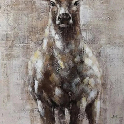 MAJESTIC STAG: Textured Stag Painting, Vertical Wall Art | Abstract mood, soft natural light studio shot