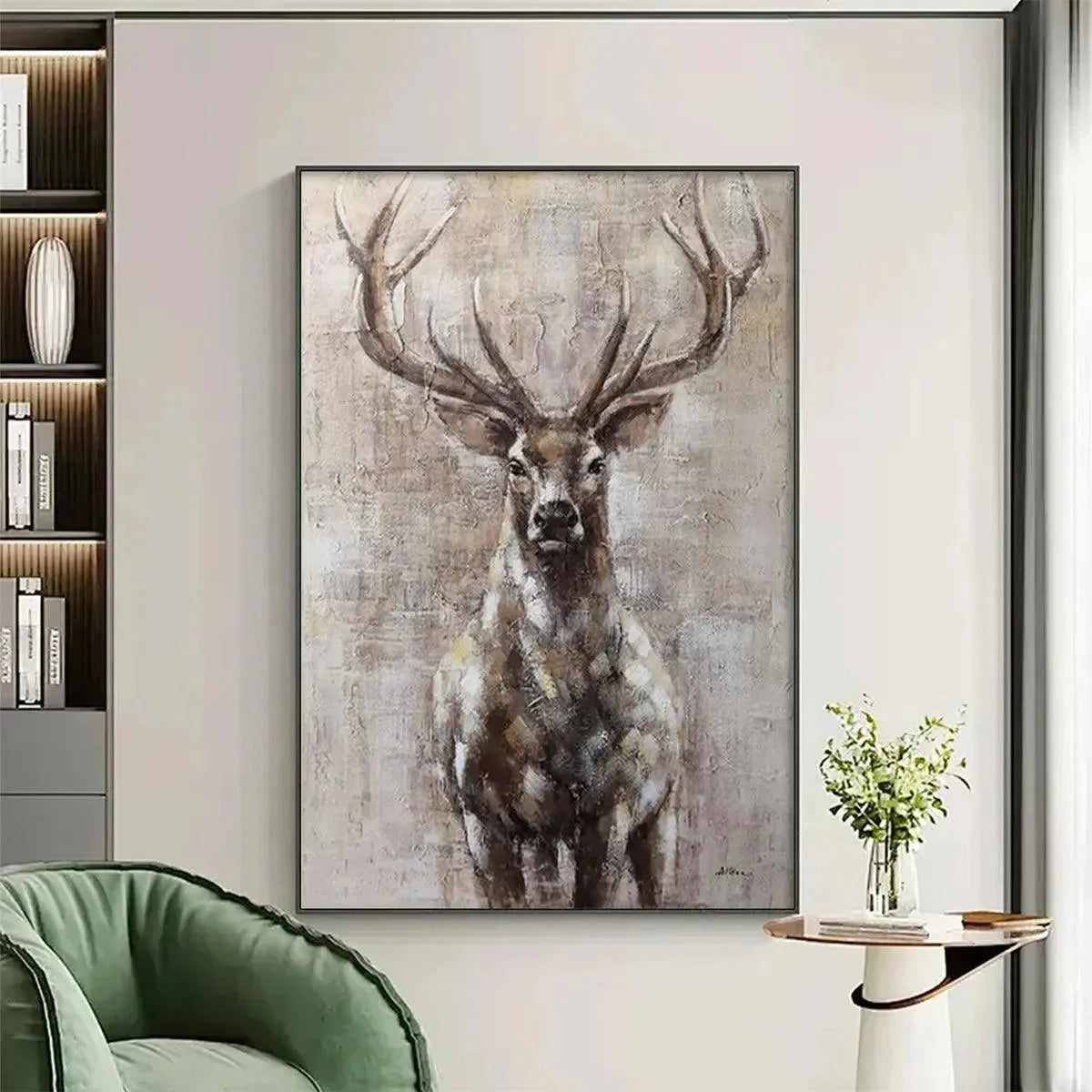 MAJESTIC STAG: Textured Stag Painting, Vertical Wall Art | multi-color palette, original oil on stretched canvas art