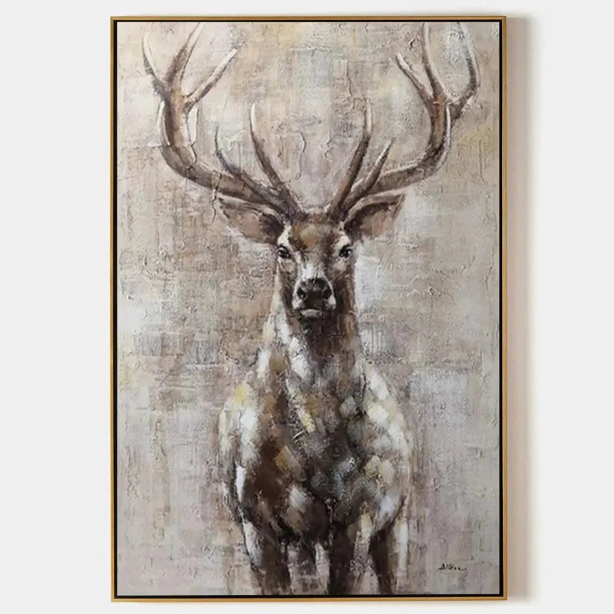 MAJESTIC STAG: Textured Stag Painting, Vertical Wall Art | hanging in living room, Abstract wall art
