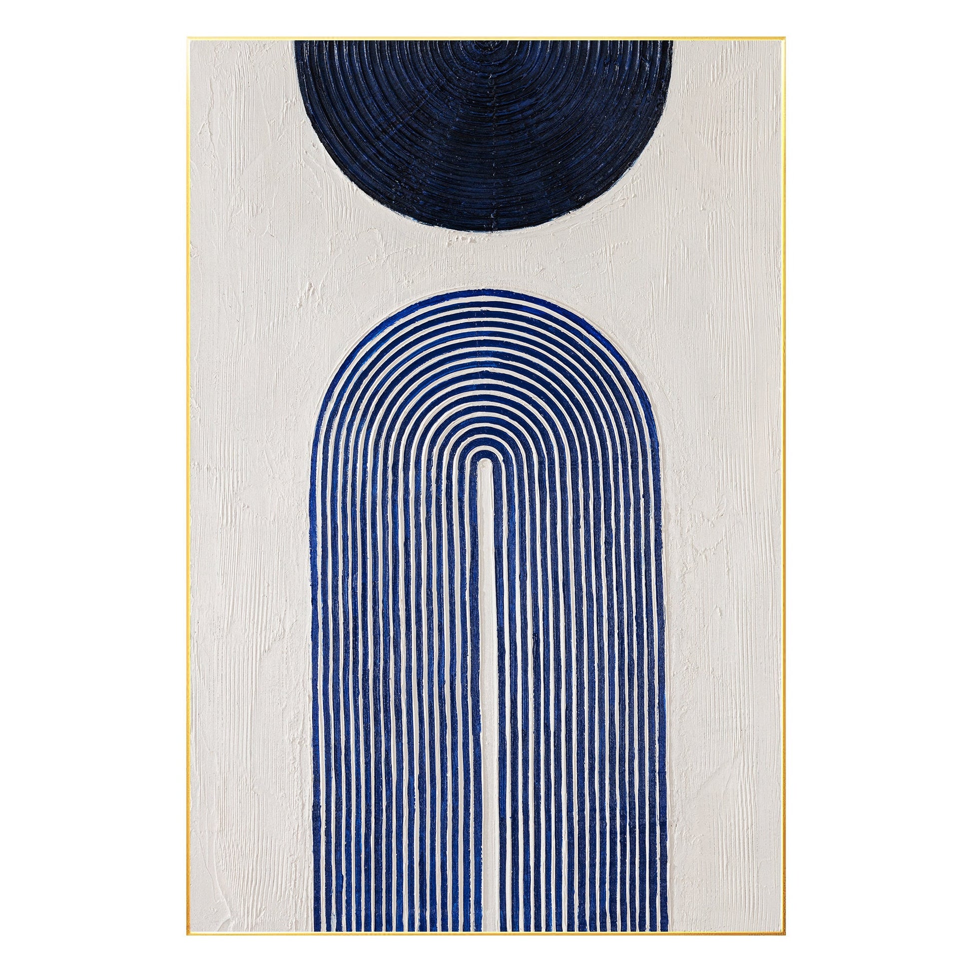 Marineblauw abstract schilderij: minimalistische muurkunst textuur #18