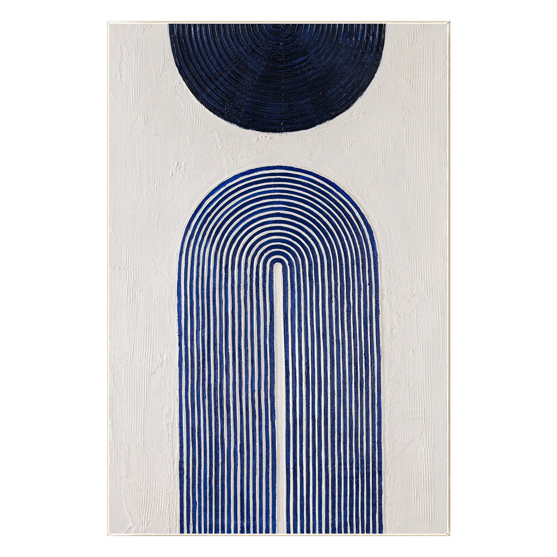 Marineblauw abstract schilderij: minimalistische muurkunst textuur #9