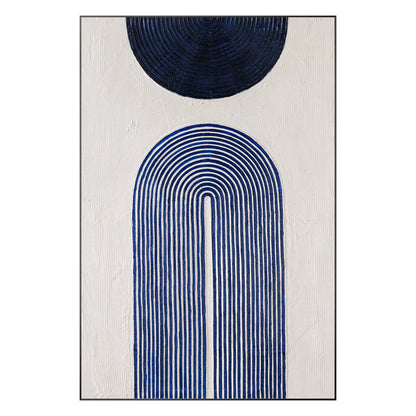 Marineblauw abstract schilderij: minimalistische muurkunst textuur #10