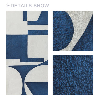 Marineblauw beige geometrisch schilderij op canvas, extra grote enorme verticale #4