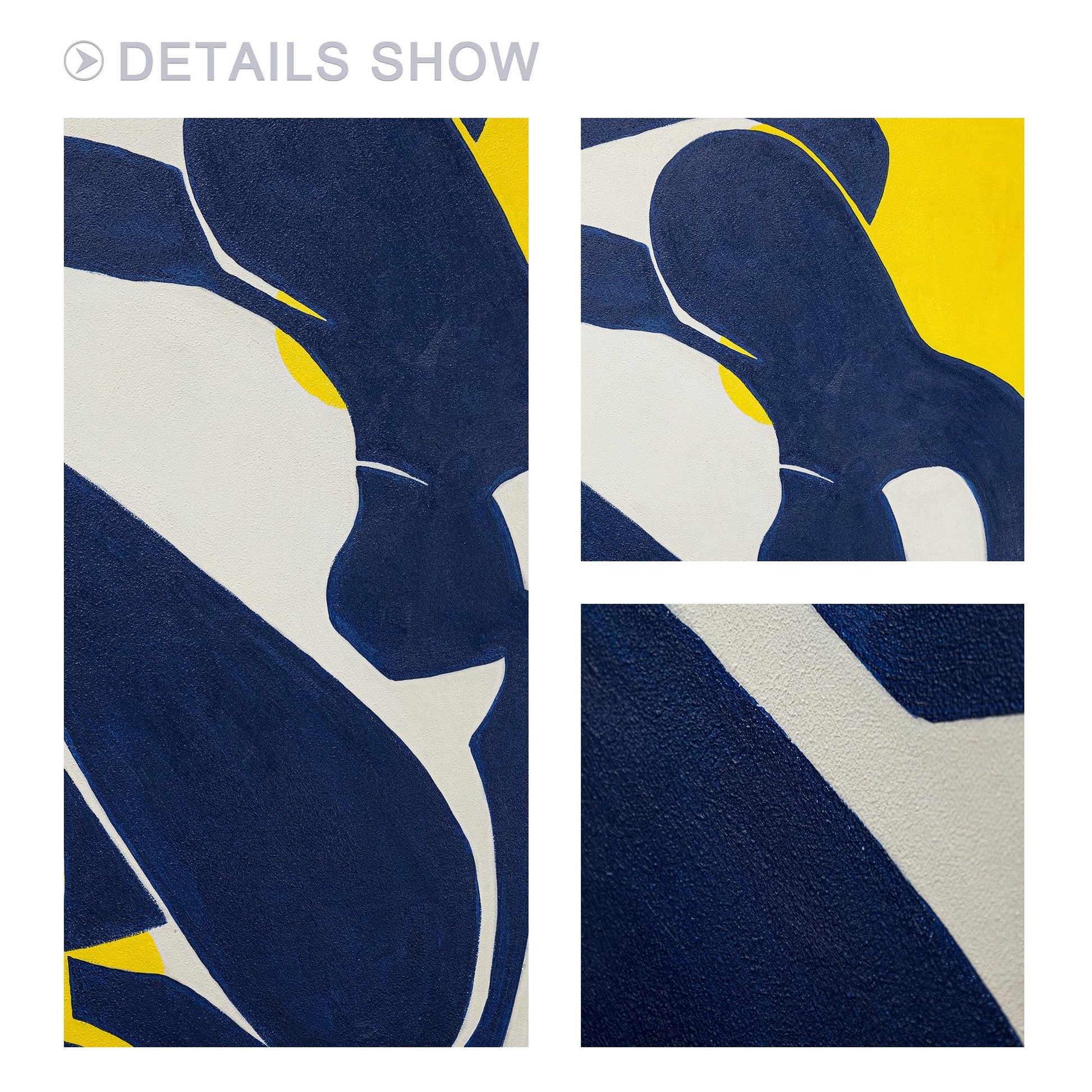 Marineblauwe abstracte vrouw figuurschilderij: minimalistische muurkunst met tex #13