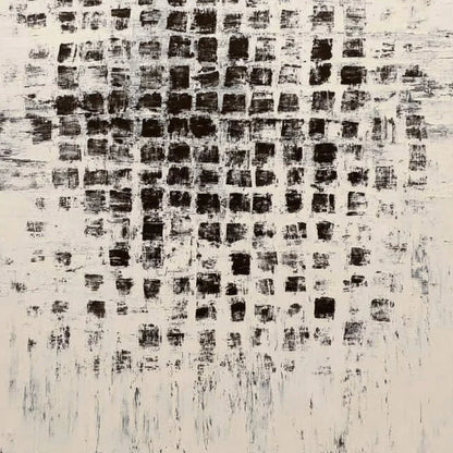 MATRIX: Large Black and White Textured Abstract Grid Painting | rolled canvas, ready for custom framing
