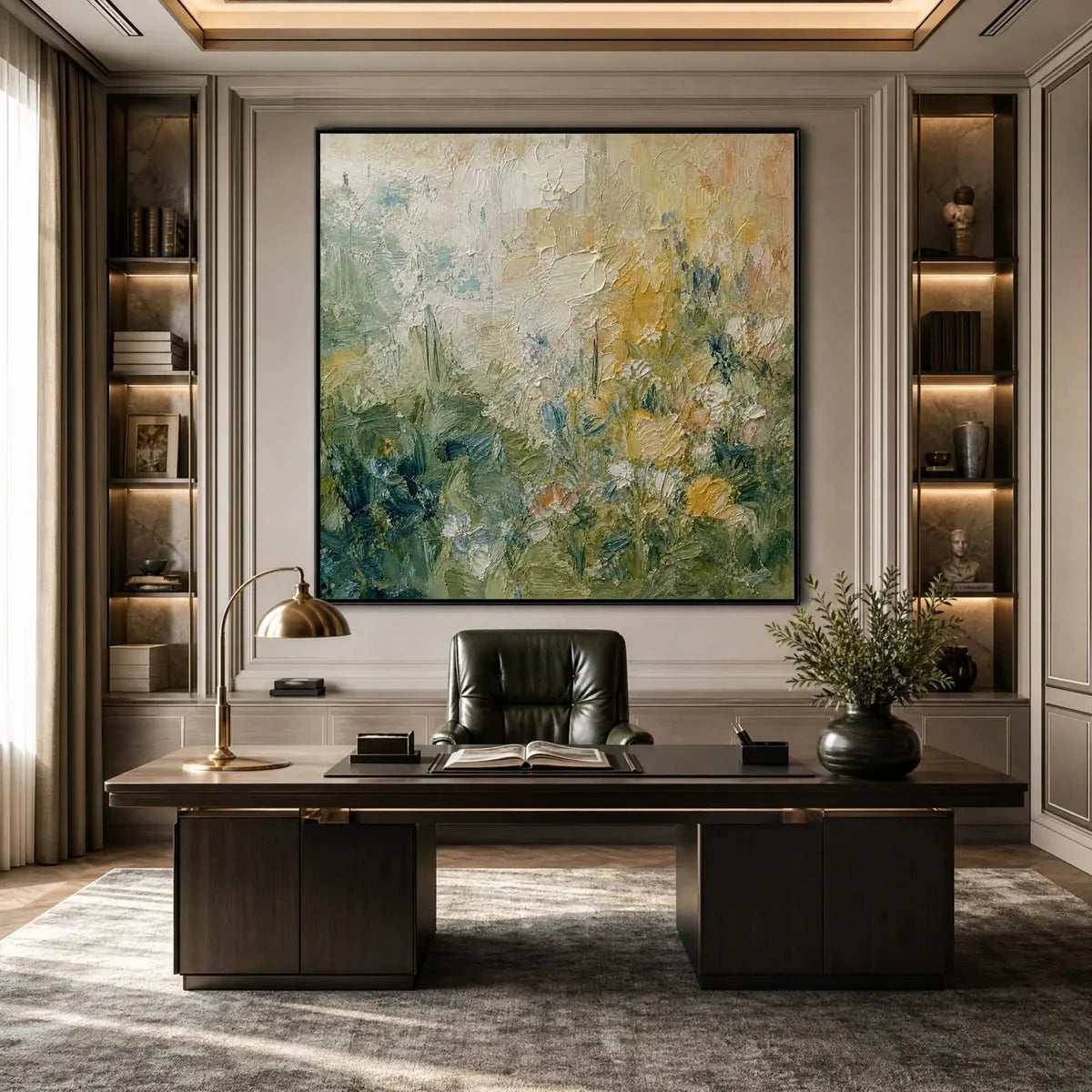 MEADOW'S EMBRACE: Textured Impasto Painting of a Wildflower Field | rolled canvas, ready for custom framing