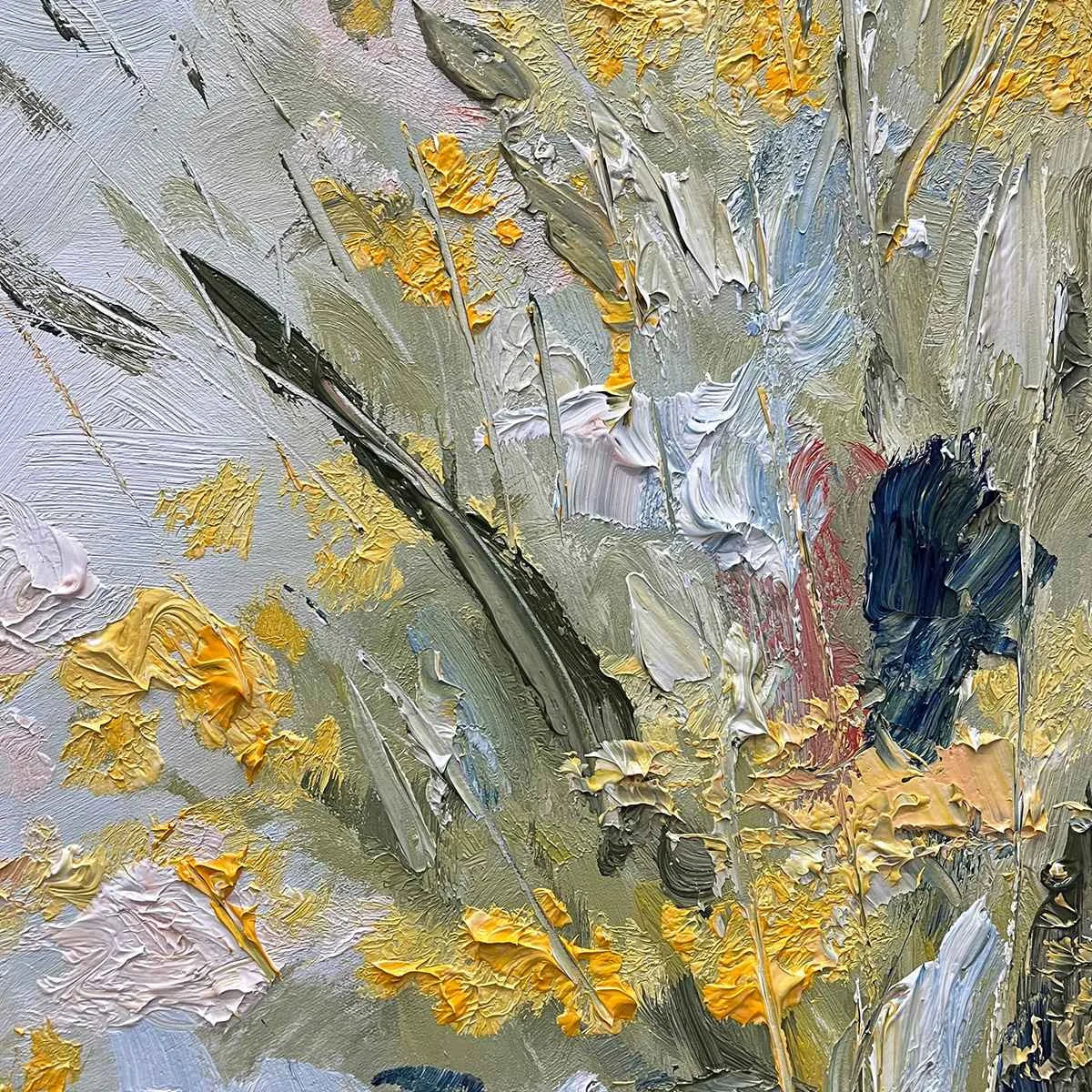 MEADOW'S WHISPER: Impressionist Wildflower Meadow Painting Diptych | rolled canvas, ready for custom framing