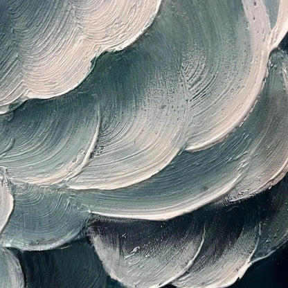 MEDITERRANEAN BREEZE: Abstract Teal White Impasto Oil Painting | rolled canvas, ready for custom framing