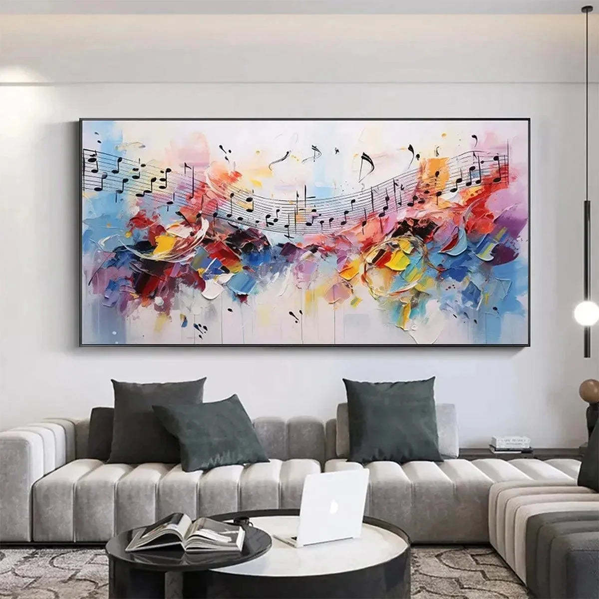 MELODY IN COLOR: Abstract Painting with Musical Notes | Abstract closeup, raised brushwork detail