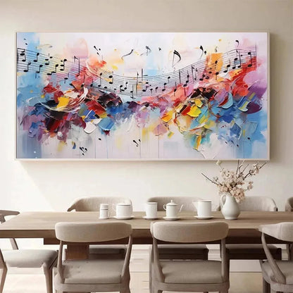 MELODY IN COLOR: Abstract Painting with Musical Notes | multi-color palette, original oil on stretched canvas art