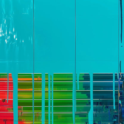 MELTING HORIZON: Vibrant Abstract Glitch Art Oil Painting | black frame version on white wall