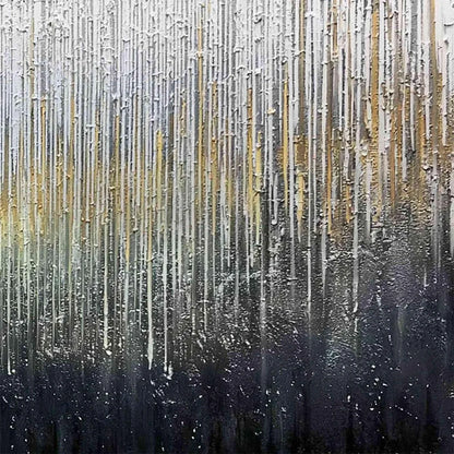 METALLIC CASCADE: Large Textured Abstract Gold and Silver Horizontal Painting | rolled canvas, ready for custom framing