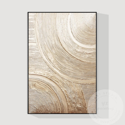Metallic Textured Abstract Wall Art, Gold Circular Relief Painting, Luxury Minim #11