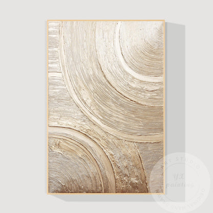 Metallic Textured Abstract Wall Art, Gold Circular Relief Painting, Luxury Minim #12