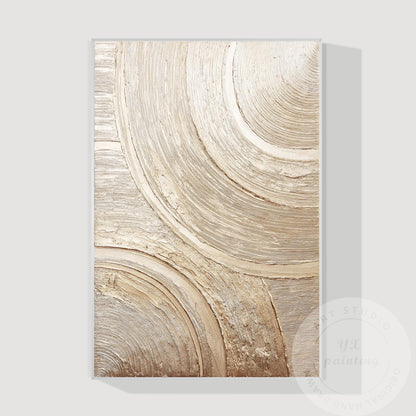 Metallic Textured Abstract Wall Art, Gold Circular Relief Painting, Luxury Minim #14