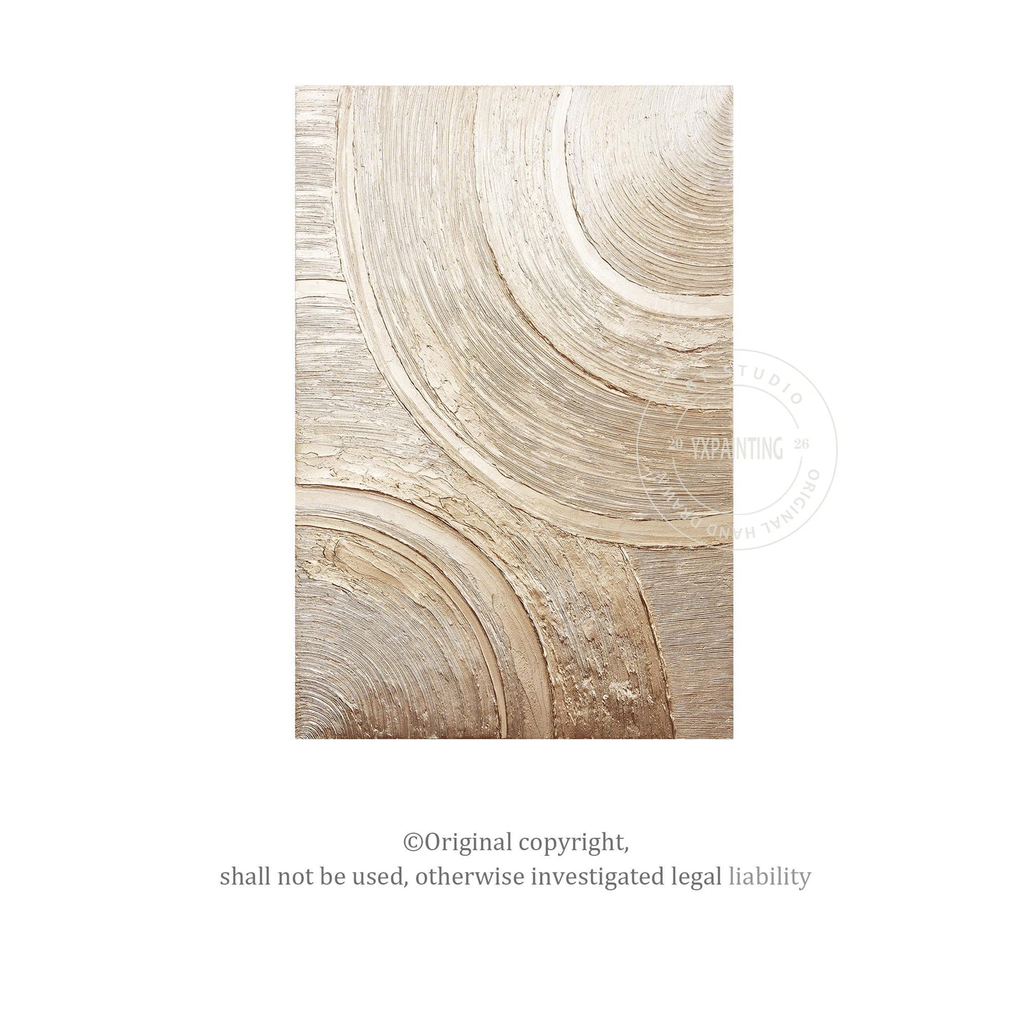 Metallic Textured Abstract Wall Art, Gold Circular Relief Painting, Luxury Minim #7