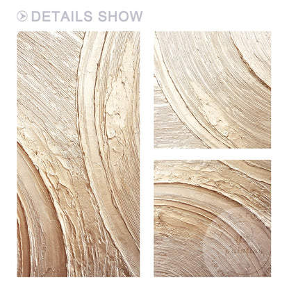 Metallic Textured Abstract Wall Art, Gold Circular Relief Painting, Luxury Minim #8