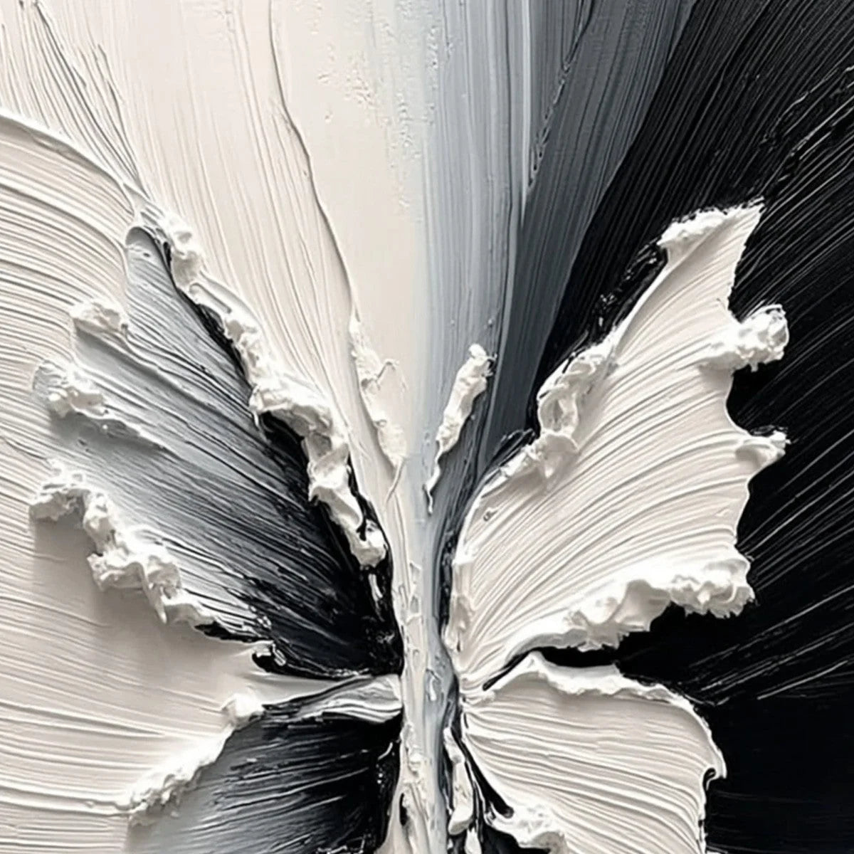 METAMORPHOSIS: Heavy Texture Black and White Butterfly Painting | rolled canvas, ready for custom framing
