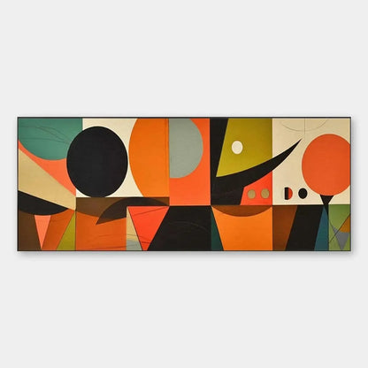 MID-CENTURY MODERN GEOMETRIC PANORAMIC: Abstract Painting, Panoramic Wall Art, Mid-Century Modern Decor | hanging in living room, Minimalist wall art