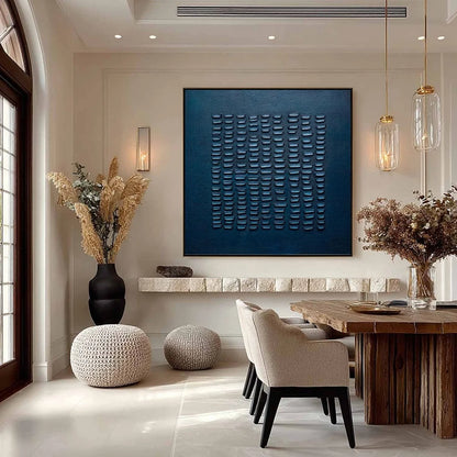 MIDNIGHT CODE: Textured Minimalist Geometric Abstract Oil Painting | Minimalist closeup, raised brushwork detail