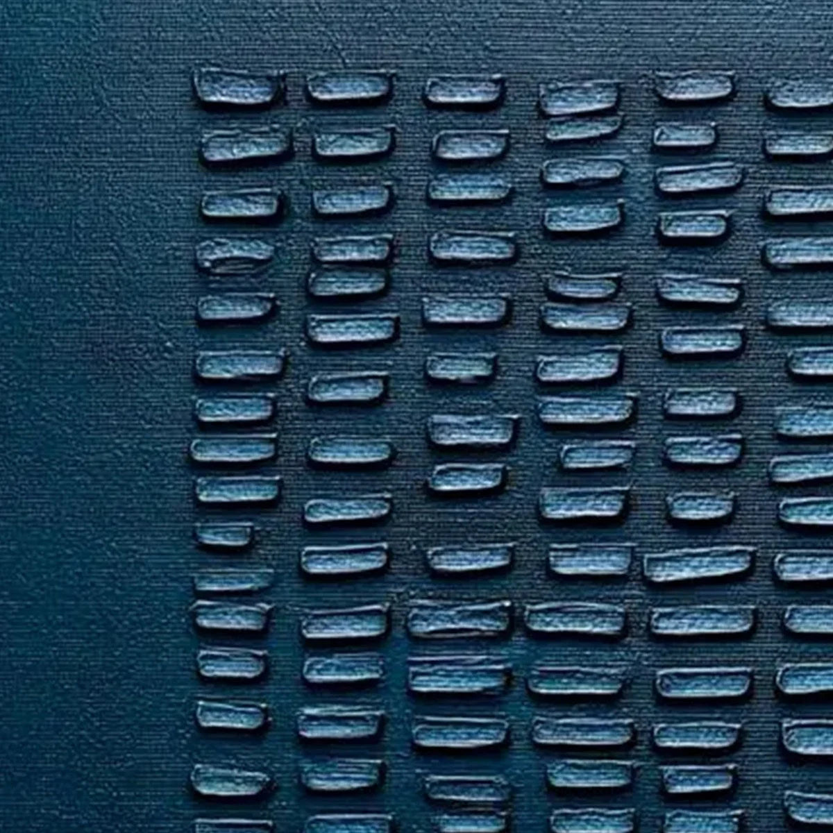 MIDNIGHT CODE: Textured Minimalist Geometric Abstract Oil Painting | black frame version on white wall
