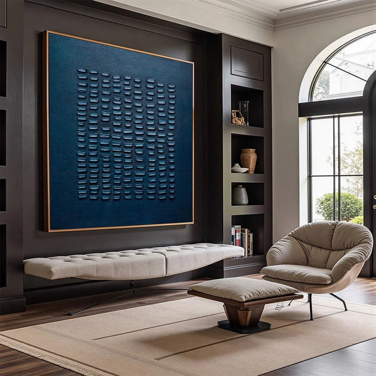 MIDNIGHT CODE: Textured Minimalist Geometric Abstract Oil Painting | multi-color palette, original oil on stretched canvas art