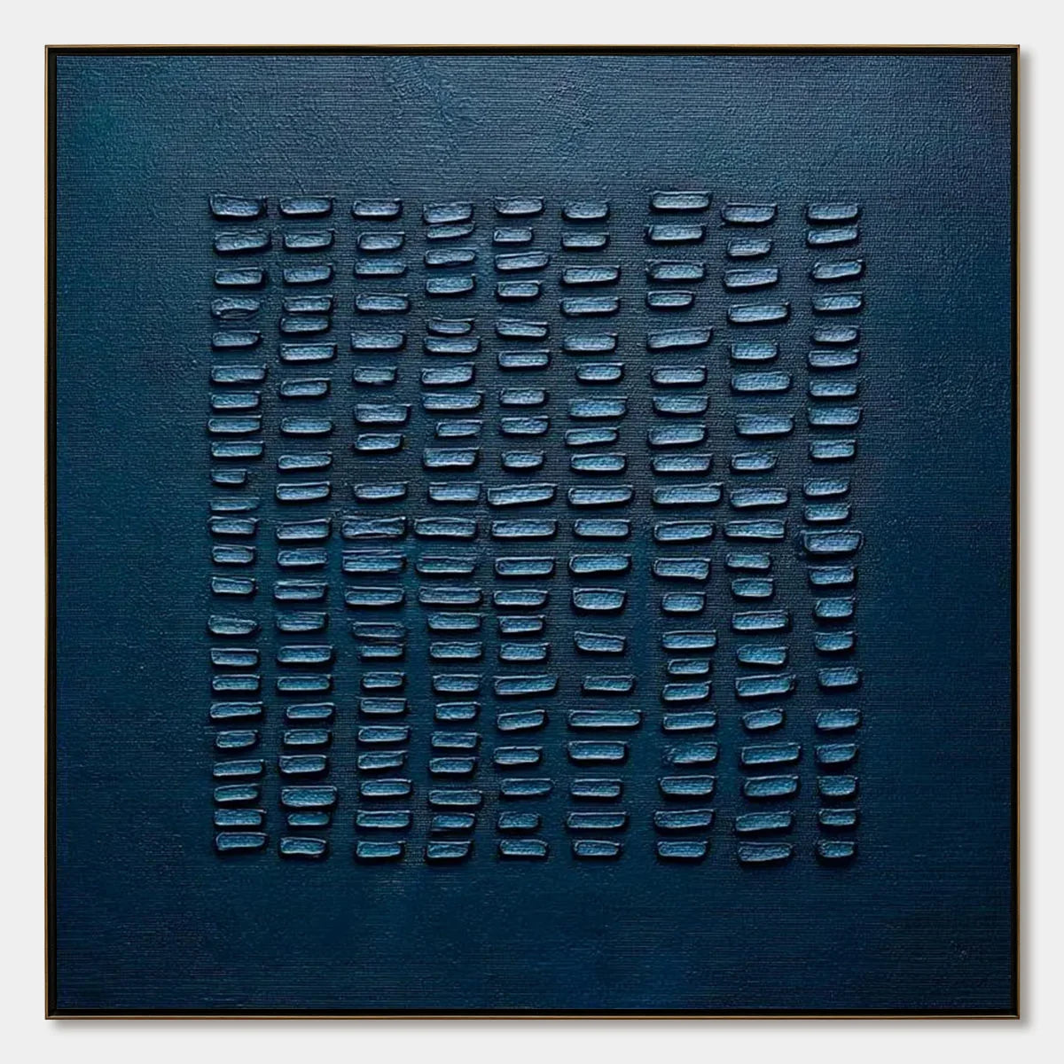 MIDNIGHT CODE: Textured Minimalist Geometric Abstract Oil Painting | hanging in living room, Minimalist wall art