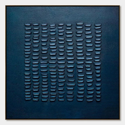 MIDNIGHT CODE: Textured Minimalist Geometric Abstract Oil Painting | hanging in living room, Minimalist wall art